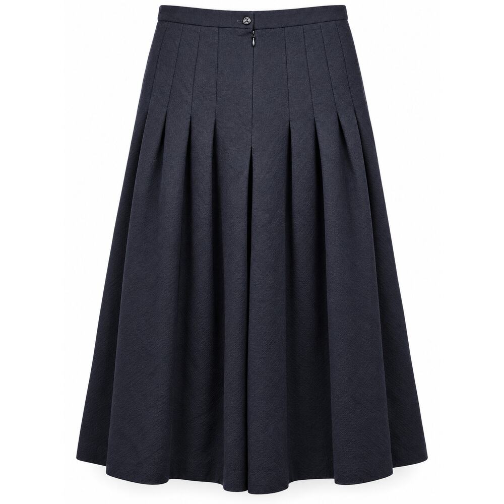 Talbots Navy Blue Pleated Wool Midi Skirt Size 10 100% Wool Classic Career - Picture 3 of 7